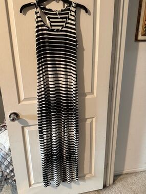 Kirra Black and White Striped Maxi Dress